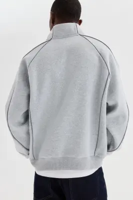 Sweat Loose Fit avec col zippé - Gris chiné/Akito — photo 3