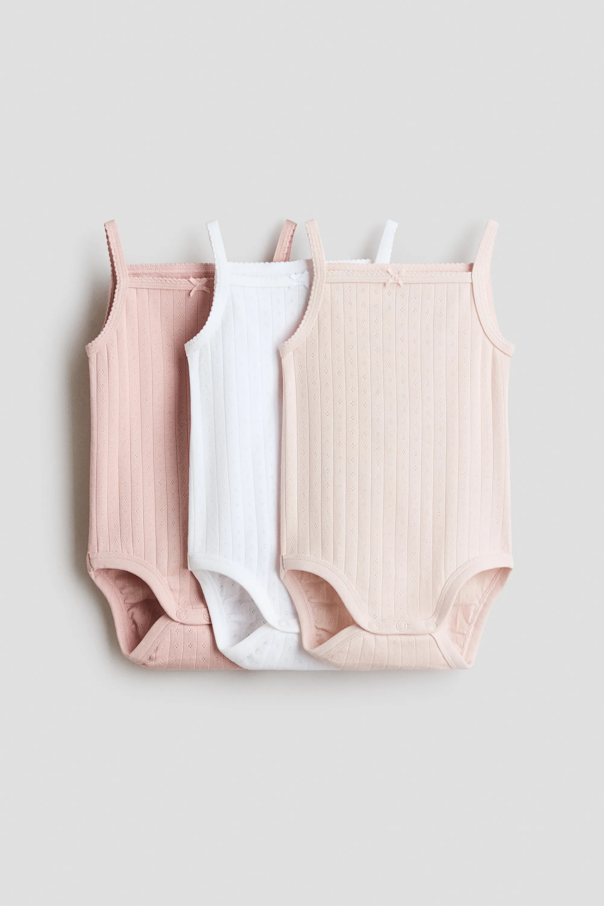 Lot de 3 bodies sans manches - Rose ancien clair/beige