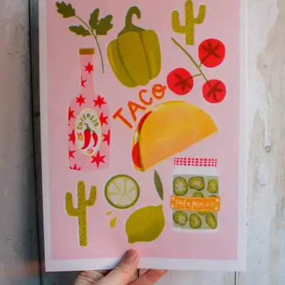 Affiche Taco Mexican Risograph — photo 2