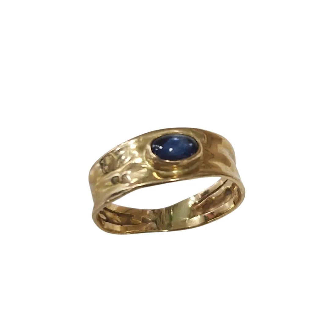Bague jaune pierre bleue