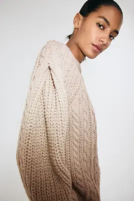 Pull en maille torsadée - Taupe — photo 2