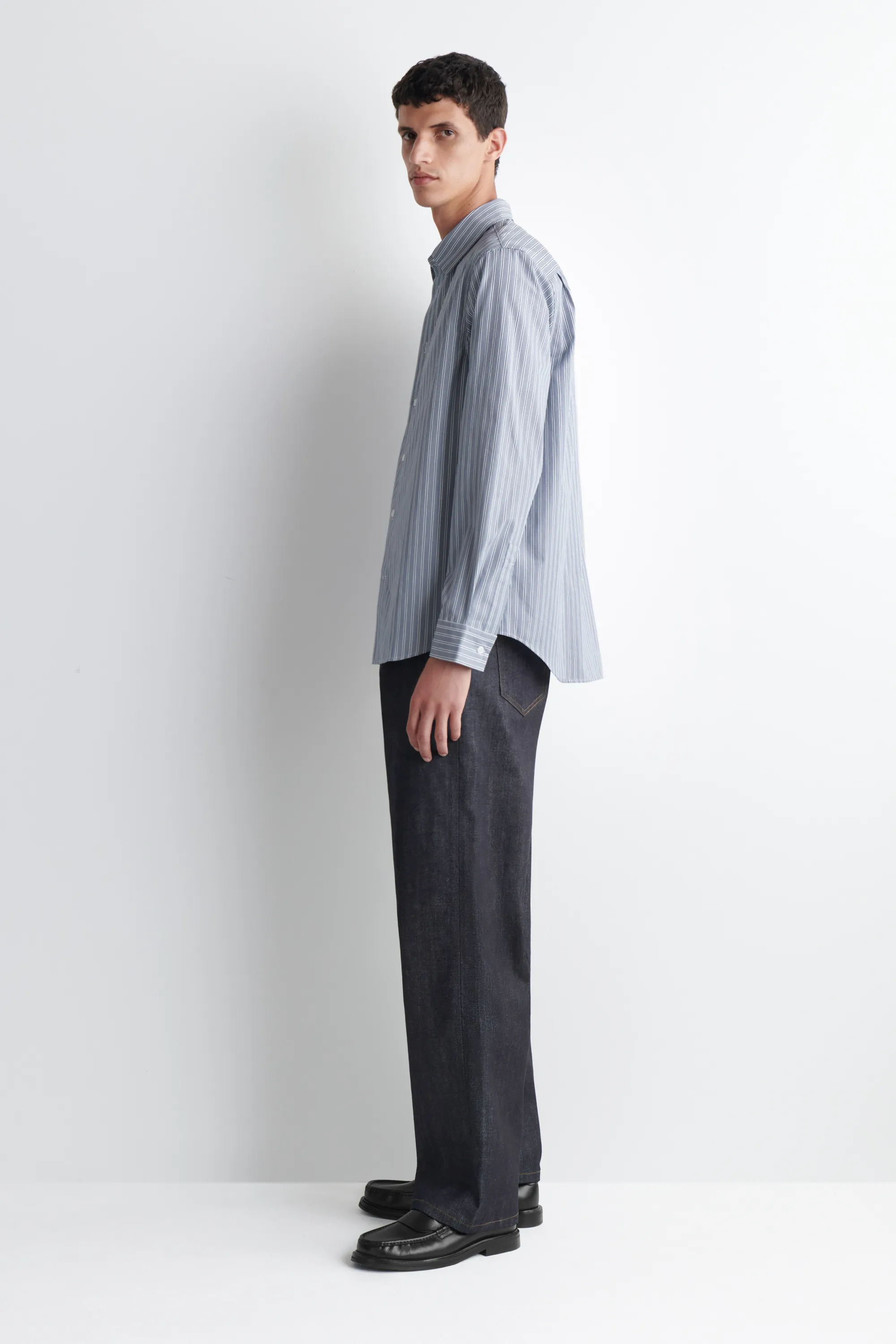 CHEMISE RAYÉE DÉCONTRACTÉE - BLEU / RAYÉ
