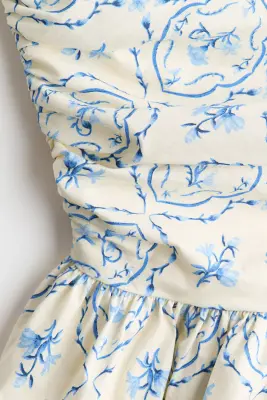 Top bandeau avec basque - Beige clair/fleuri — photo 4