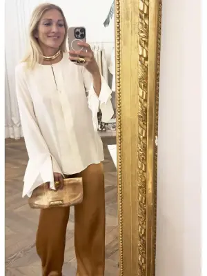 Blouse manches longues en 100% soie mulberry blanc crème Prix boutique 1290€ Taille S/M — photo 2