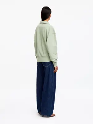 Sweat polo demi-zippé - Vert clair — photo 2