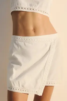 Linen-blend beach skirt - Blanc — photo 1