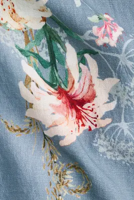 Robe en viscose mélangée avec bretelles à nouer - Bleu ancien/fleuri — photo 4