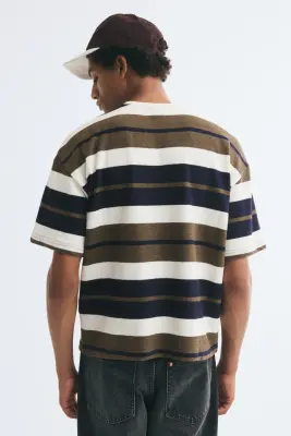 T-shirt Oversized Fit - Crème/rayé — photo 3