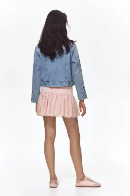 Mini jupe-short avec broderie anglaise - Rose clair — photo 1