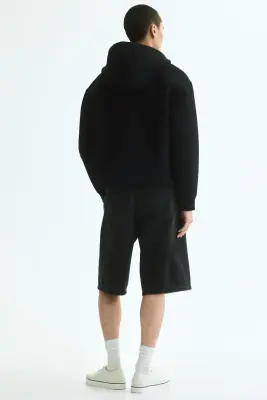 Veste à capuche zippée Loose Fit en scuba - Noir — photo 3