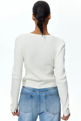 Gilet côtelé - Crème — photo 3
