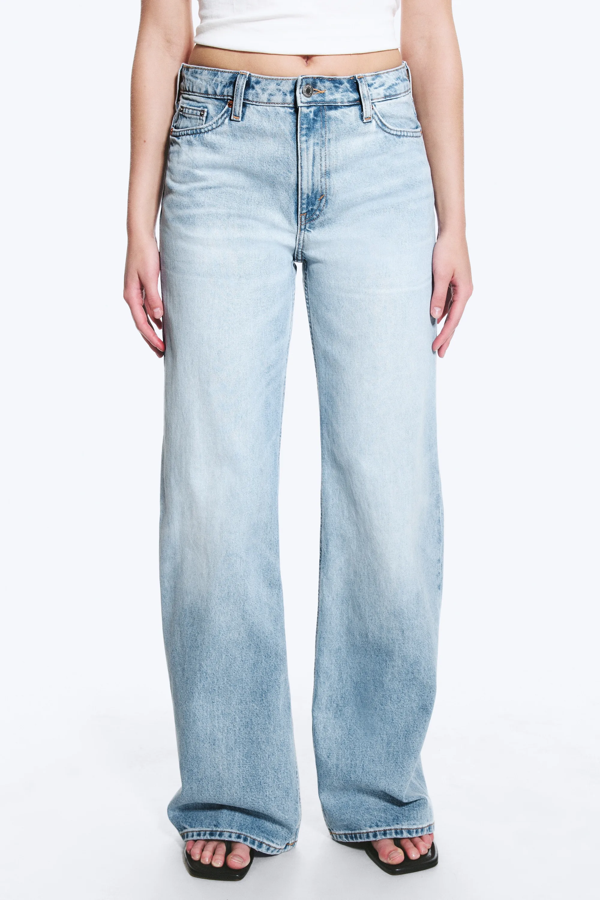 Jean jambe large taille mi-haute Paz - Trot Blue – Bleu clair