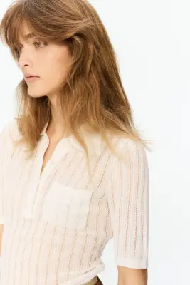 Polo en maille pointelle - Blanc — photo 3