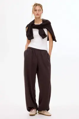 Pantalon jogger loose - Marron foncé — photo 1