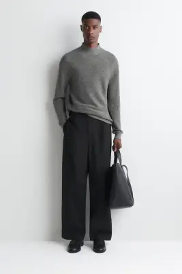 PULL À COL MONTANT EN LAINE - GRIS — photo 1