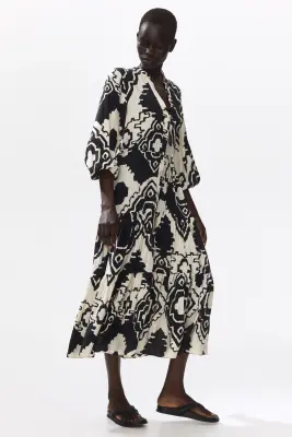Robe à étage imprimée - Noir/motif — photo 2