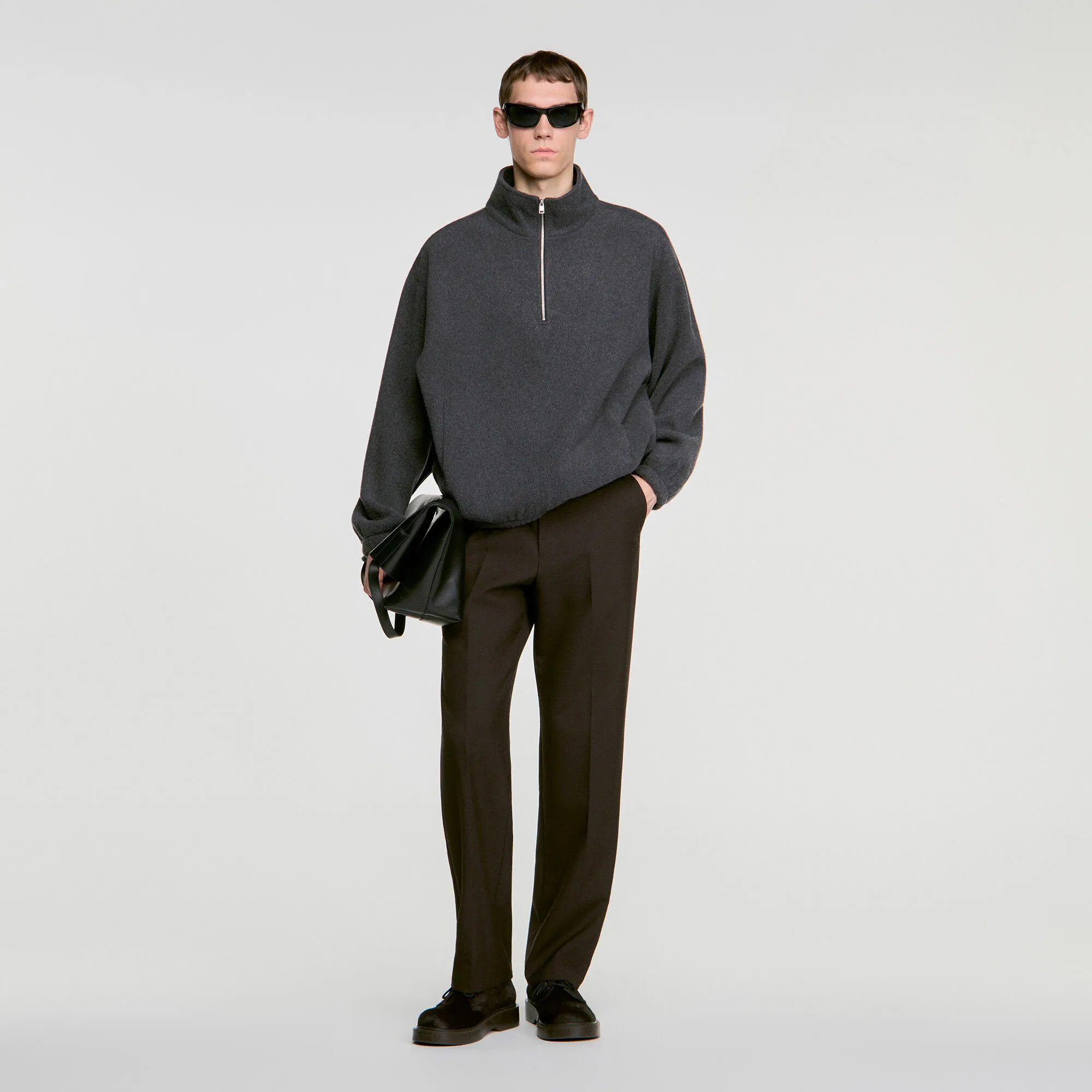 Sweatshirt col montant zippé
