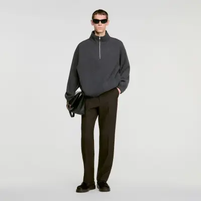 Sweatshirt col montant zippé