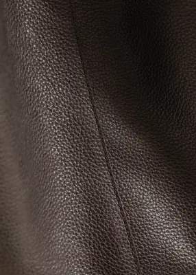 Grand sac cabas en cuir - Marron foncé — photo 3