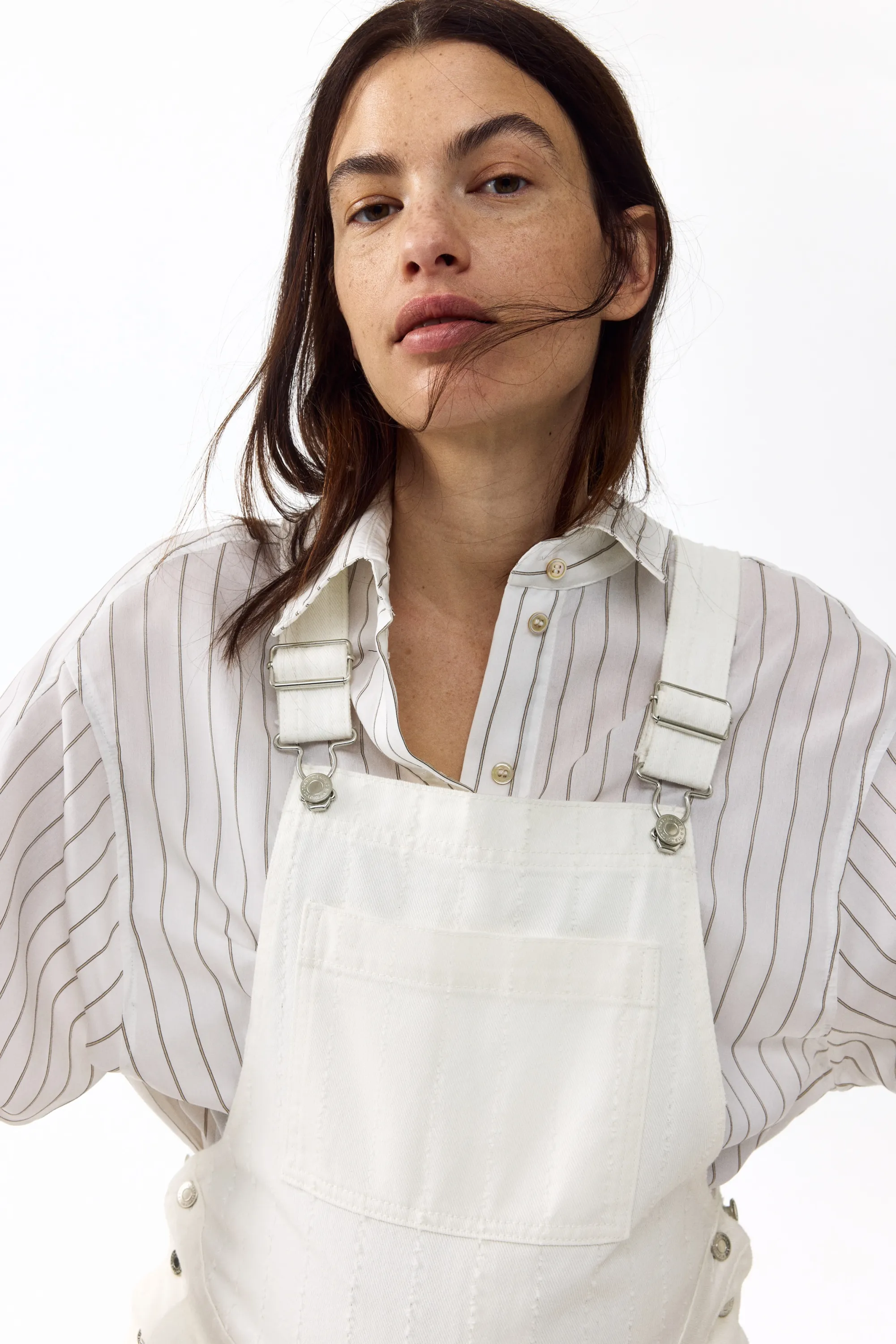 MAMA Salopette Before & After en denim - Blanc