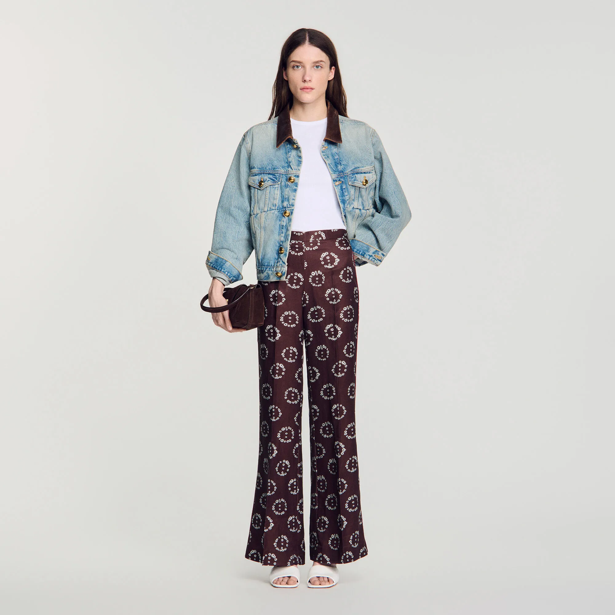 Pantalon fluide à imprimé fleuri