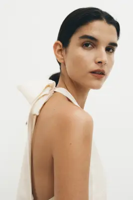 Robe dos nu asymétrique - Crème — photo 3