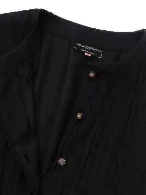 Robe manches courtes en soie noire boutons bijoux dorés Prix boutique 4200€ Taille XS — photo 5