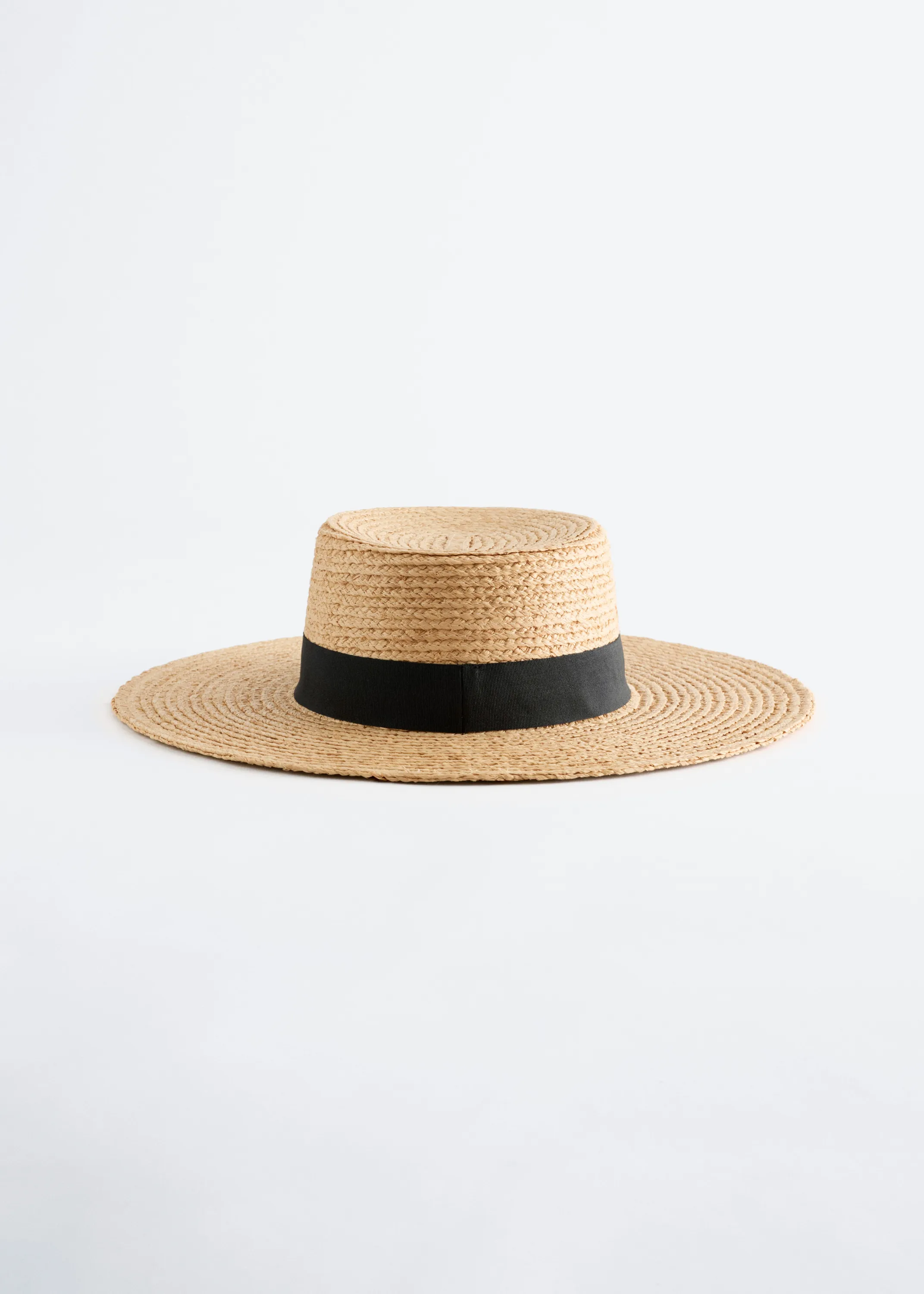 Chapeau en raphia bordé de gros-grain - Paille naturelle