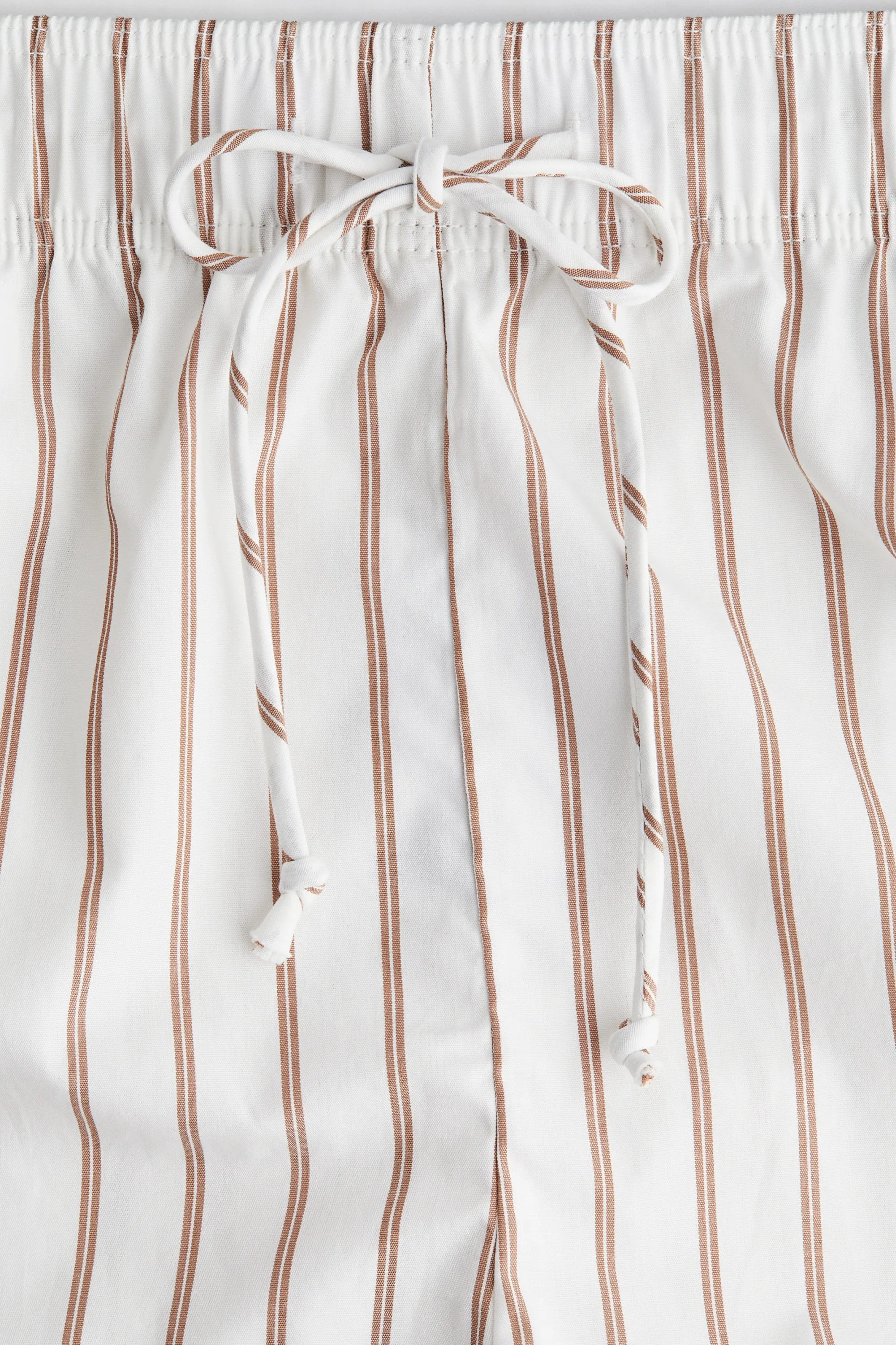 Short en coton avec cordon de serrage - Blanc/rayures beiges