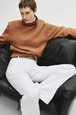 Pantalon évasé en twill - Blanc — photo 1