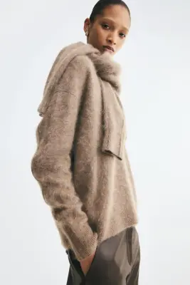 Pull en laine avec encolure en V - Beige ancien foncé — photo 1
