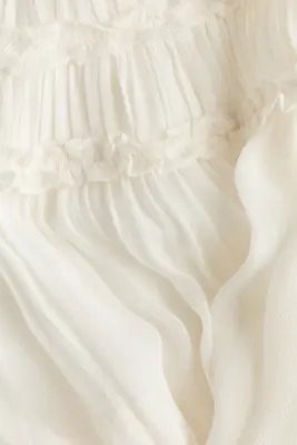 Blouse à volants ruchés en viscose - Crème — photo 3