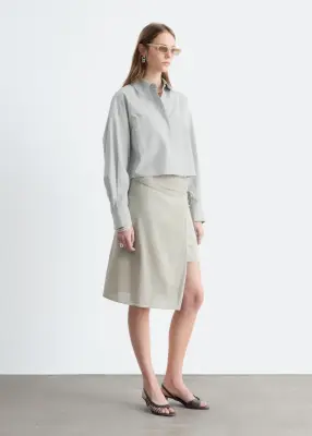 Jupe portefeuille midi - Taupe — photo 4
