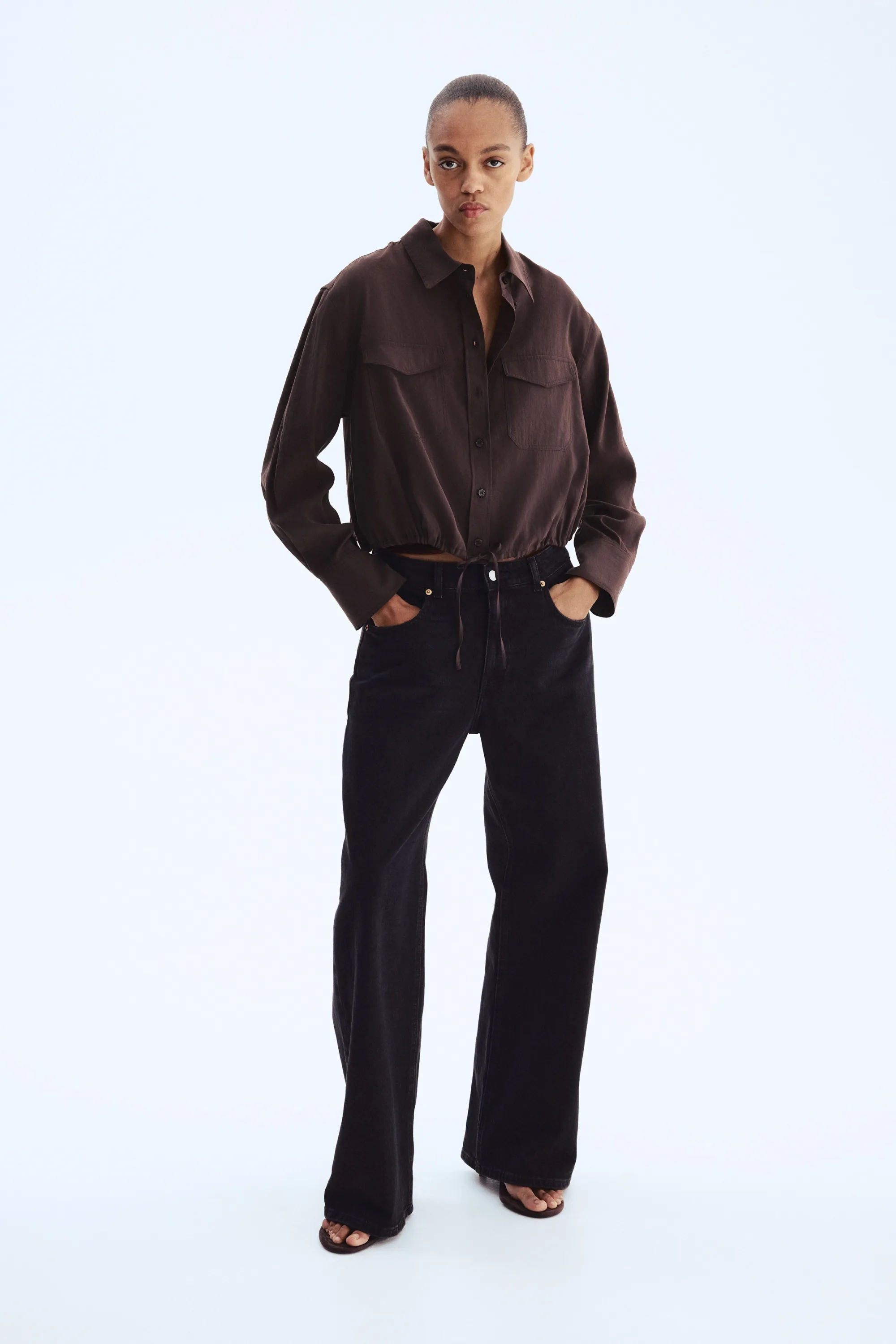 Chemise avec cordon de serrage - Marron foncé