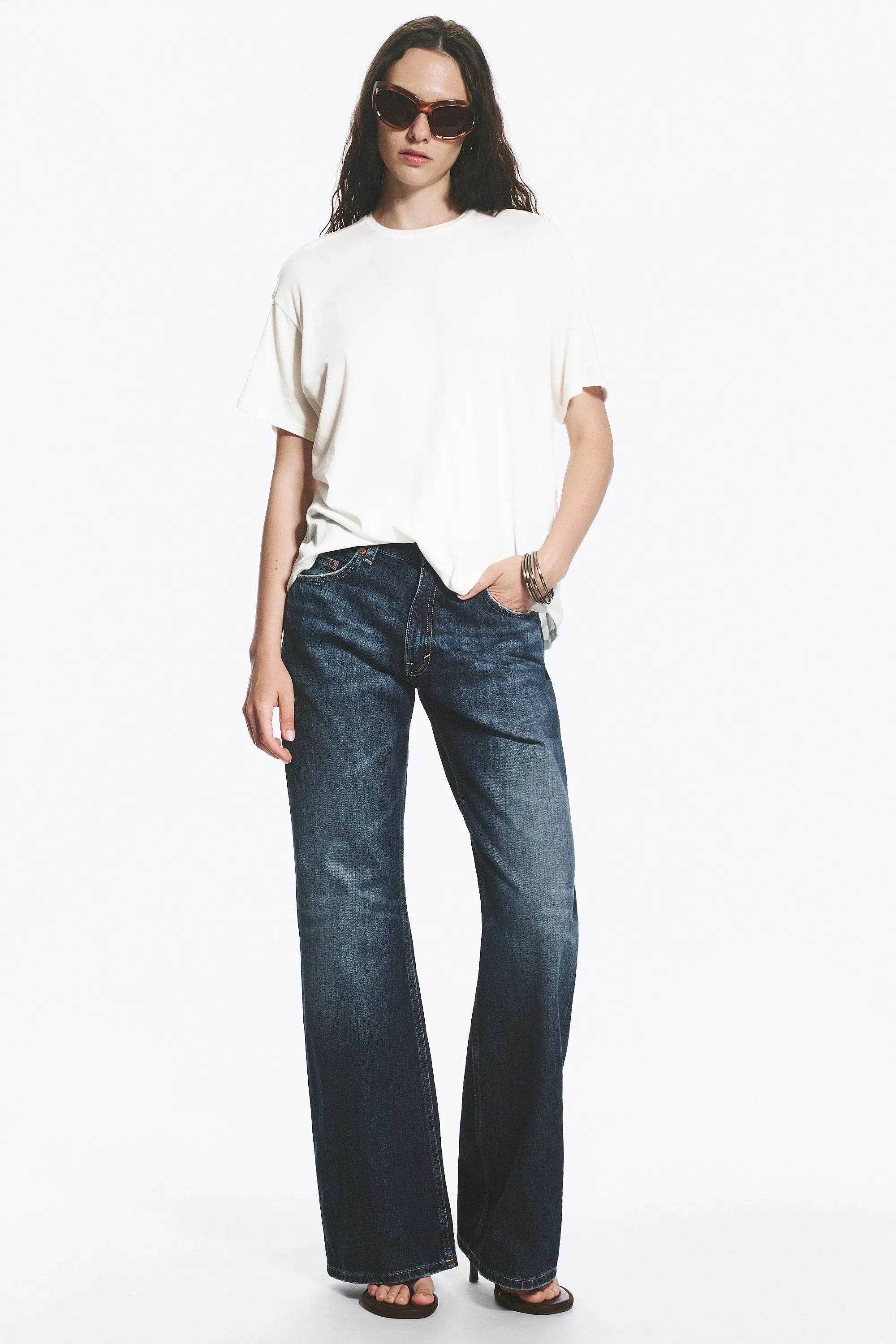 T-shirt carré décontracté transparent - Blanc Voilé