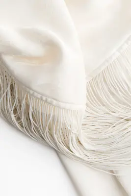 Robe caftan asymétrique avec franges - Crème — photo 5