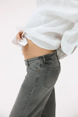 MAMA Wide Low Jeans - Gris denim — photo 3