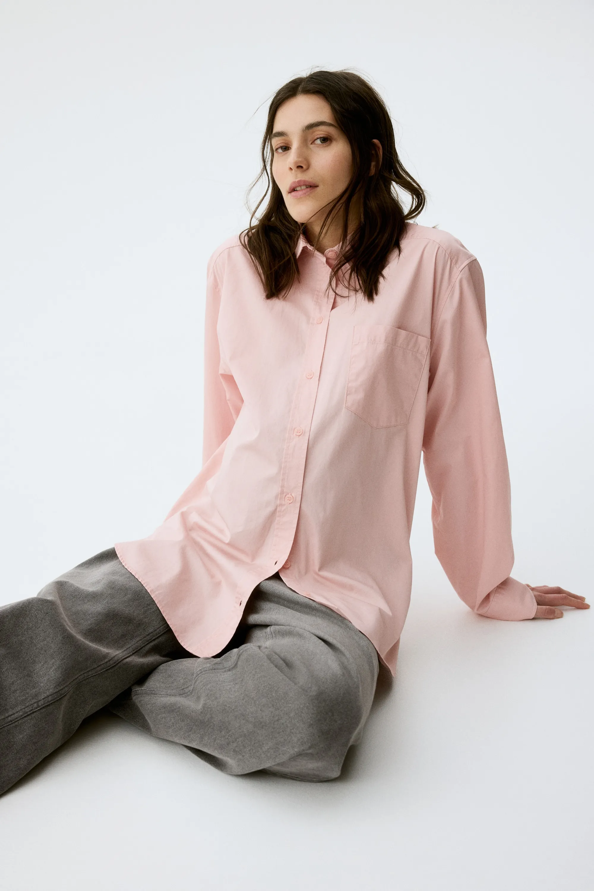MAMA Chemise en popeline de coton - Rose ancien