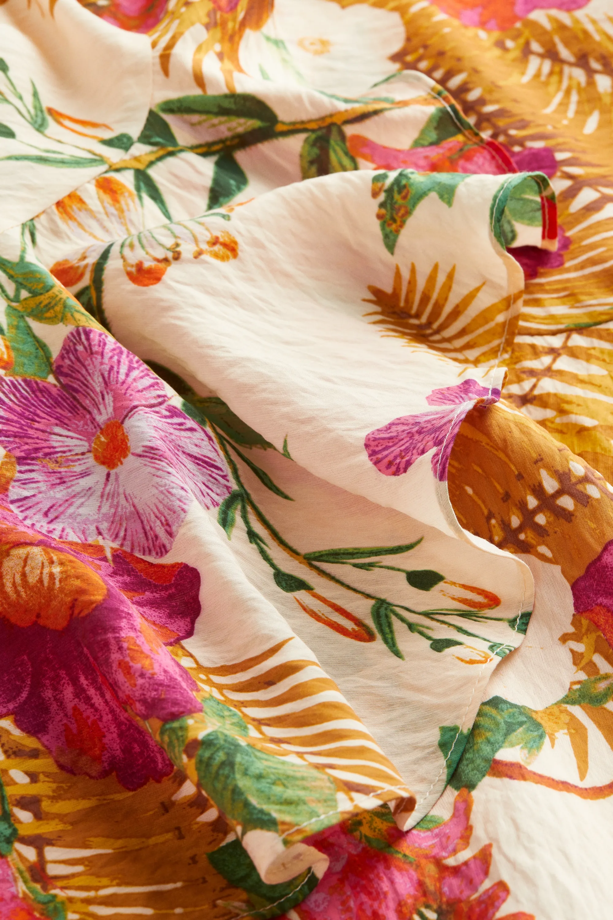 Longue robe portefeuille - Beige clair/fleuri