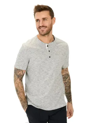 CAMEL ACTIVE TEE SHIRT HENLEY RAYE Ecru/Marine — photo 5