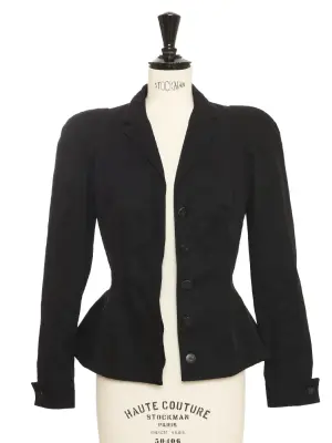 Veste très cintrée à épaulettes en coton noir Prix boutique 2100€ Taille XXS — photo 2