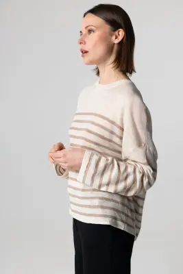 Pull Désert Rayé Col Rond Manches Longues en Lin — photo 3