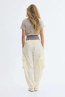 Boat-neck cotton top - Jaune clair/rayé — photo 3