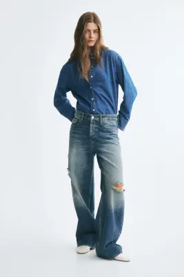 Baggy Regular Waist Jeans - Bleu denim clair — photo 1