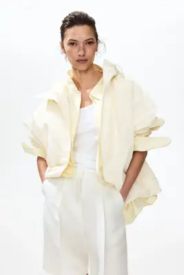 Veste coupe-vent à capuche - Crème — photo 2