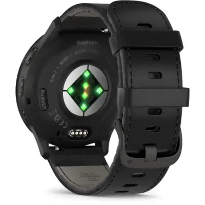 Garmin Venu 3 bracelet cuir noir + bracelet silicone noir 010-02784-52 — photo 5