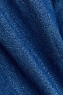 Blouse à manches bouffantes - Bleu denim foncé — photo 4