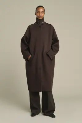 MANTEAU LEANDRE MARRON/NOIR — photo 3