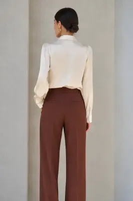 Lena Silk Bow Blouse - Cream — photo 2