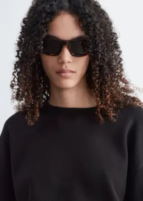 Pull en maille à finitions côtelées - Noir — photo 1